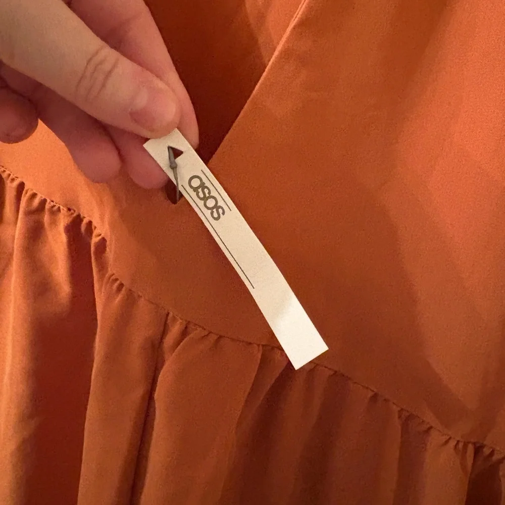 NWT ASOS Boho Minimalist Rust Orange Sleeveless Wide Leg Jumpsuit US 6 - Picture 6 of 8